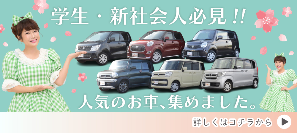 学生・新社会人必見！人気のお車、集めました。